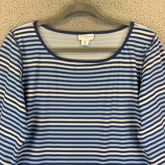 Cabana Life Dress XL Blue Striped Beachy Coastal Nautical Stretch Pocket UPF 50+ - Picture 3 of 11